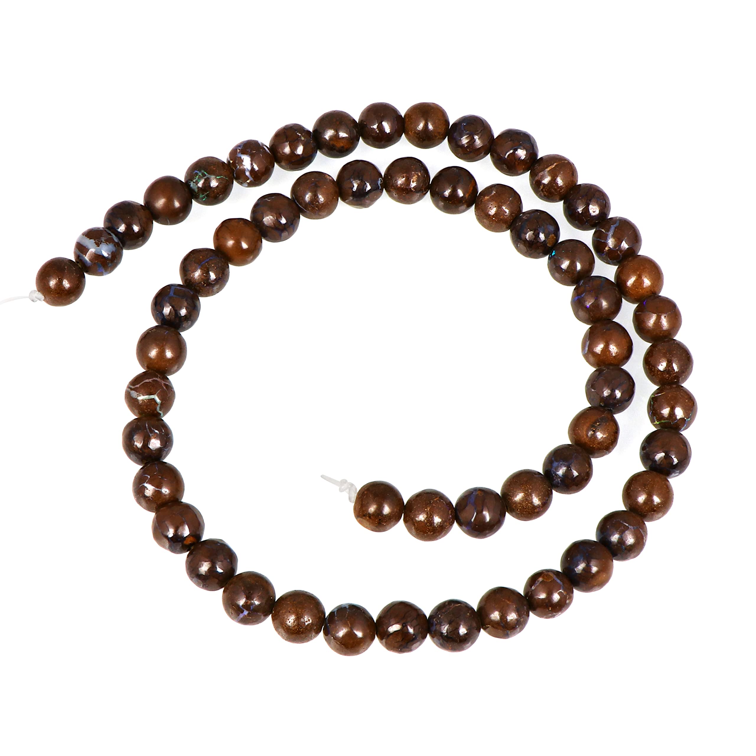 Naturalny opal kamień luźne koraliki sznur (7-7,5 mm) okrągły gładki żweleria tworzenie DIY - (39 cm) 1 sznurek na naszyjnik, bransoletka, kolczyki