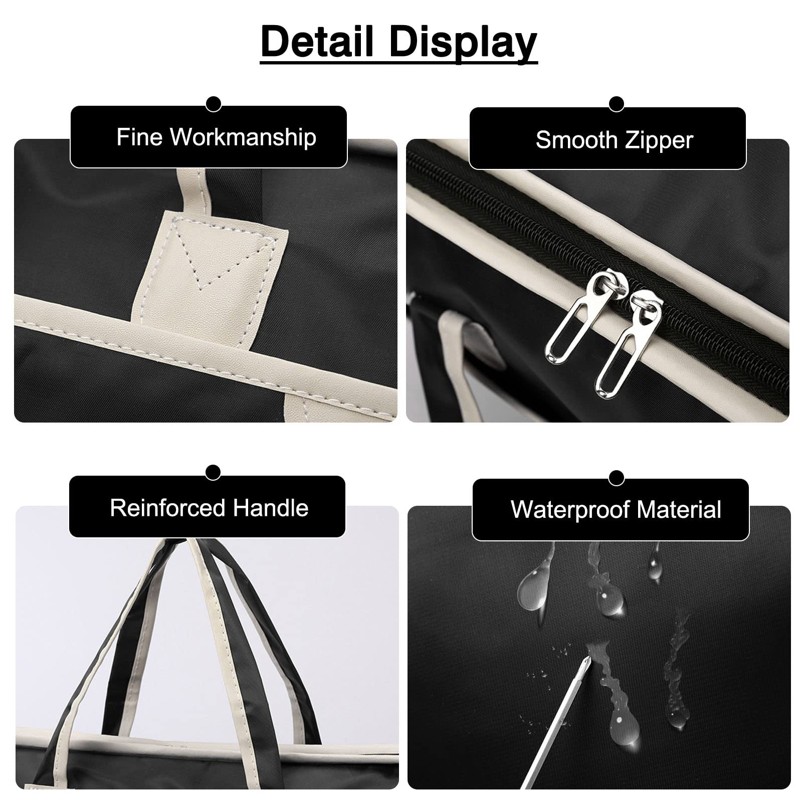 FANDARE Borsone da Viaggio Borse da palestra Borsoni da palestra Sportiva Tote da viaggio Borsa Sportiva Weekender Donna Uomo Piscina Palestra Borsa a Spalla Grande Capacità Borsa a Tracolla Nero