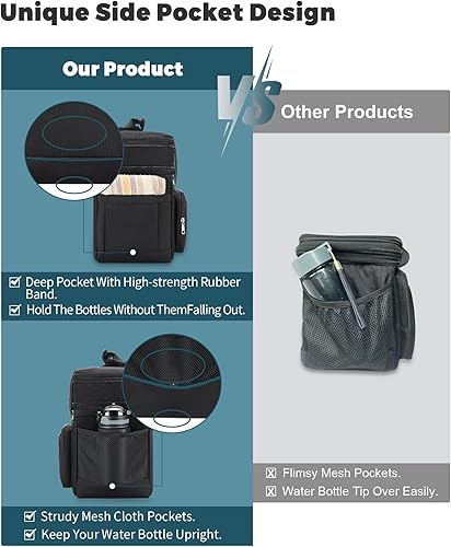 Miniatura 7 de Lonchera de doble capa para hombres, bolsa de almuerzo expandible para hombres con aislamiento de cuero, a prueba de fugas, lonchera duradera e