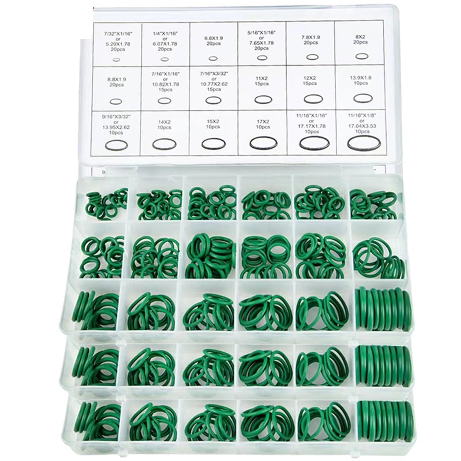 Junta del motor de la motocicleta Juntas tóricas, bandas elásticas, juntas de goma, anillos sellado para aire acondicionado, kits arandelas para reparación fontanería(Green-3Box(810pcs))