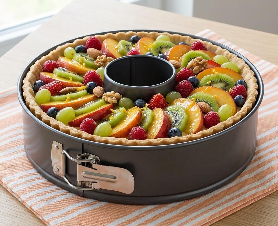 Happy Friends - Tortiera 26 cm Apribile con Cerniera - Stampo Tortiera Apribile 2 Fondi - Teglia per Dolci Rotonda da Forno con Rivestimento Antiaderente - Stampo per Ciambella - 26 cm