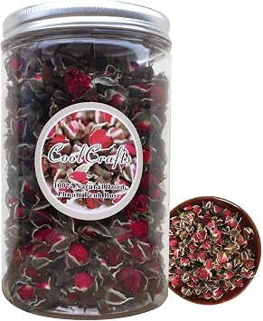CoolCrafts Dried Rose Buds Edible Fragrant Dried Flowers for Tea, Baking, Crafts, Potpourri - Phnom Penh Rose 3.5oz