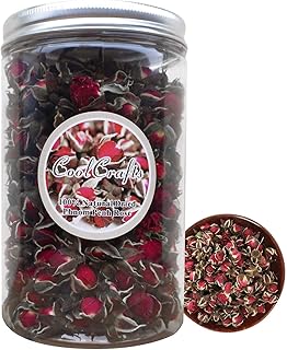 CoolCrafts Dried Rose Buds Edible Fragrant Dried Flowers for Tea, Baking, Crafts, Potpourri - Phnom Penh Rose 3.5oz
