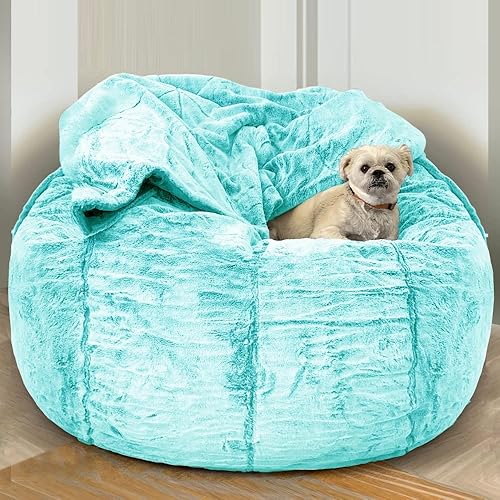 Miniatura 8 de Funda para sillones, 6 pies, redonda, gigante, perezosa, para sofá, cama, saco sin relleno, puf de terciopelo esponjoso, puf, asiento de suelo, puf,