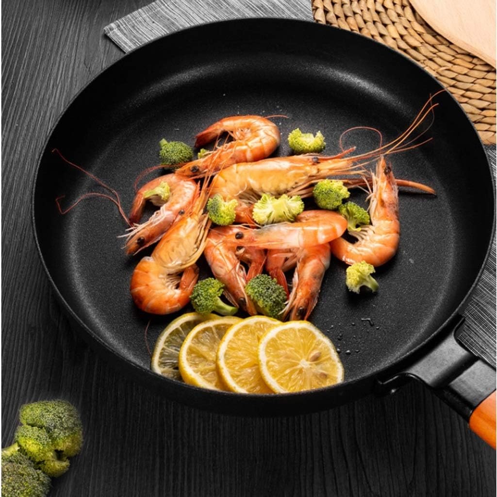 26CM Gusseisenpfanne Große Bratpfanne Mit Hilfsgriff Küchenfritteuse, Restaurantkochqualität,