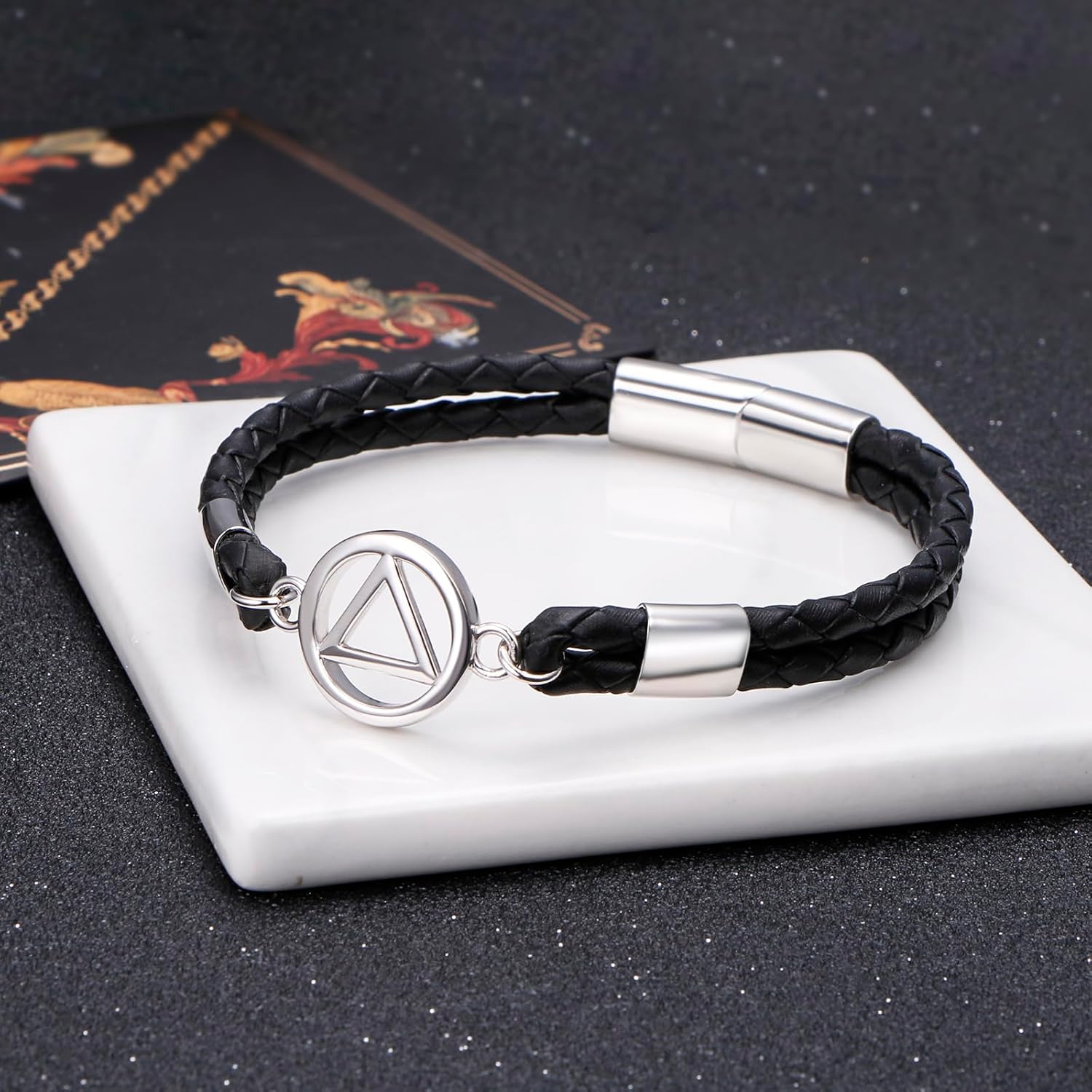 Yearace Alcoholics Anonymous Gifts 925 Sterling Silver AA Symbol Alcoholics Anonymous Jewelry Set Ring/Necklace/Bracelet/Anklet/Earrings for Women Men
