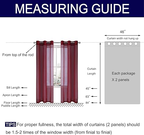 Miniatura 5 de DWCN - Cortinas de gasa transparente, estilo lino, con ojales, diseño de lino, para sala de estar, juego de 2 paneles