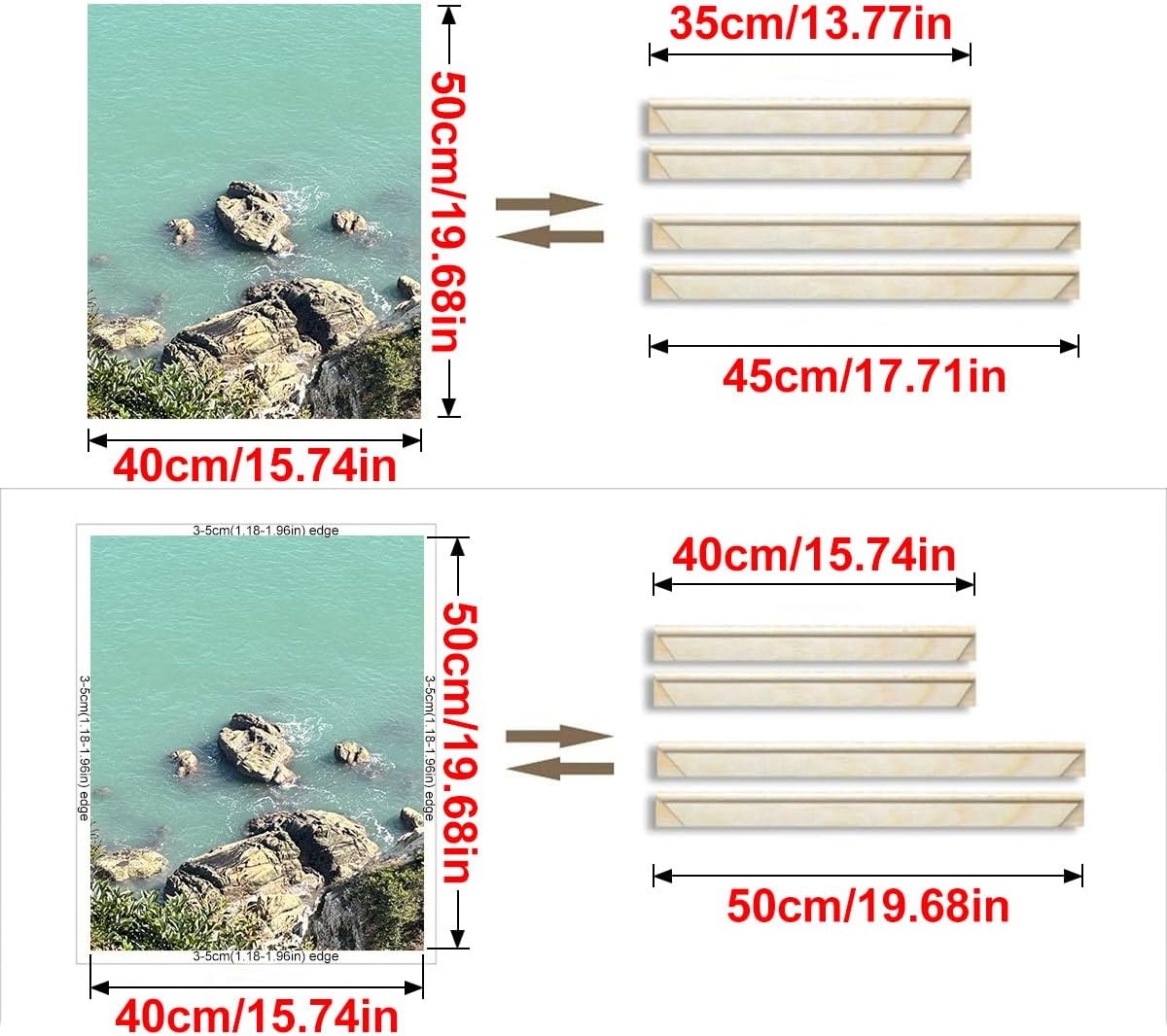 20x30cm DIY Wood Stretcher Bars for Canvas,Oil Painting, Solid Wood Canvas Frame, Gallery Wrap, Oil Painting, Wall Art, Posters Customized Wooden Frame Kit