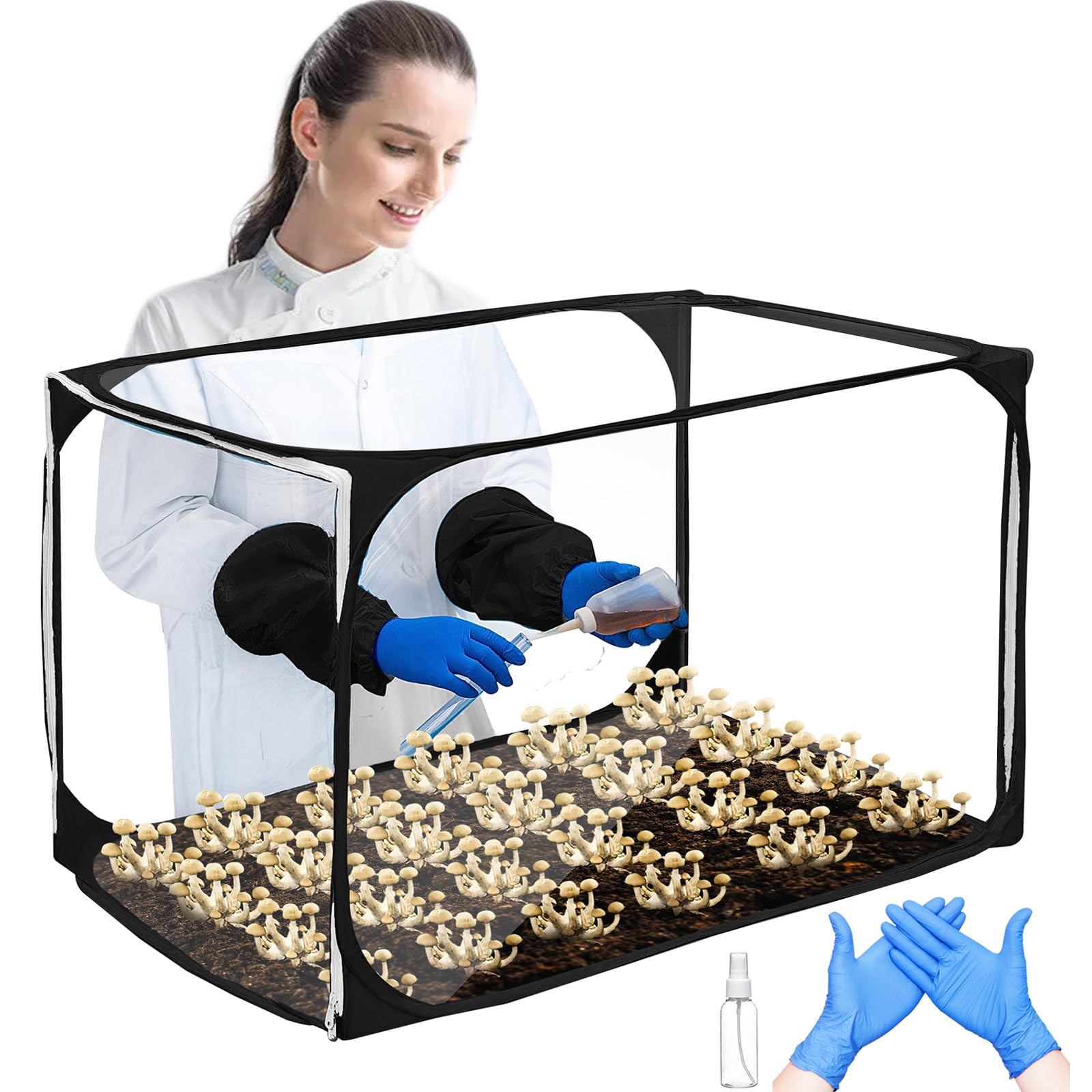 Magoog Still Air Box, Mushroom Grow Box, Still Air Box for Mushroom Lovers, Mushroom Grow Tent, Mycology Fume Hood Propagation Stations, 35.5x23.5x23.5’, Grow Mushroom at Home, Black
