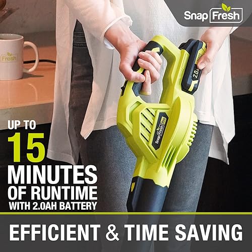 Miniatura 3 de SnapFresh Soplador de hojas inalámbrico, soplador de hojas de 20 V inalámbrico con batería de iones de litio de 2.0 Ah y cargador rápido, soplador