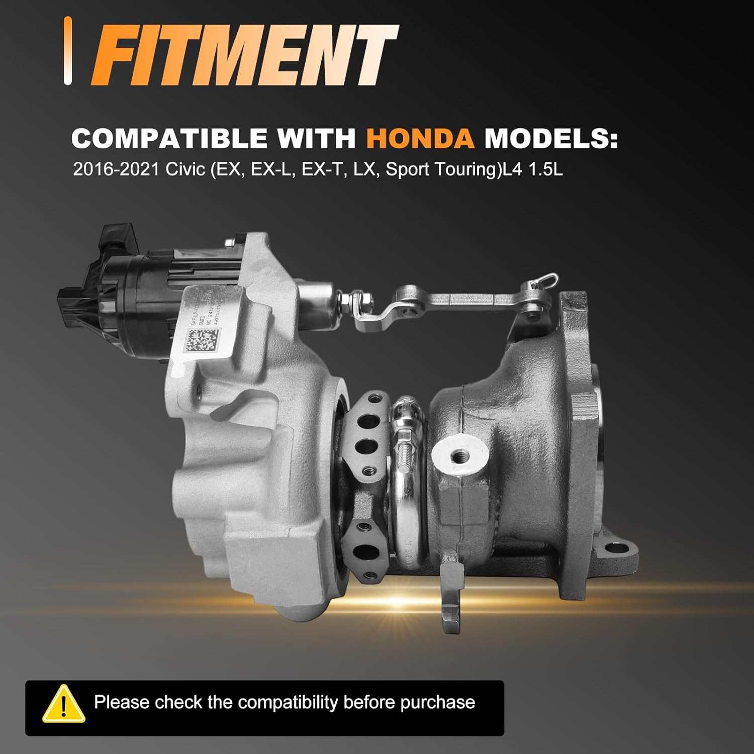 TD025L4B 49373-07014 Turbocharger Kit w/Actuator & Gasket For 2016-2021 Honda Civic 1.5L
