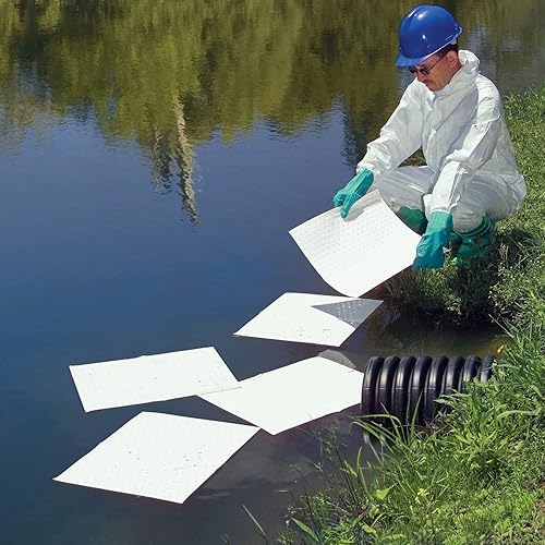 Miniatura 6 de PIG Alfombrilla absorbente de aceite en caja dispensadora que absorbe aceite y combustible, repele el agua, absorción de 14 onzas, 15 x 20 pulgadas,