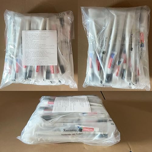 Miniatura 8 de Cepillos de dientes desechables con pasta de dientes, paquete de 30 cepillos de dientes desechables de albaricoque envueltos individualmente a