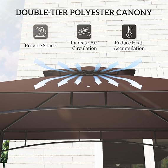 Outsunny 8' x 5' Grill Gazebo, 2-Tier Outdoor BBQ Gazebo Dark Brown