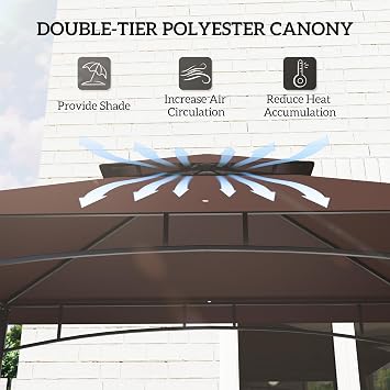 Outsunny 8' x 5' Grill Gazebo, 2-Tier Outdoor BBQ Gazebo Dark Brown