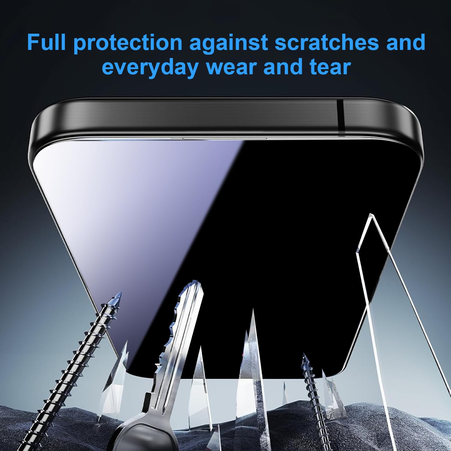 OneFish Displayschutzfolie für iPhone 15/16 [2er-Pack] 360° Anti-Spy Panzerglas, 9H Härte HD Klar, Anti-Fingerabdruck, Hüllenfreundlich, Einfache Installation