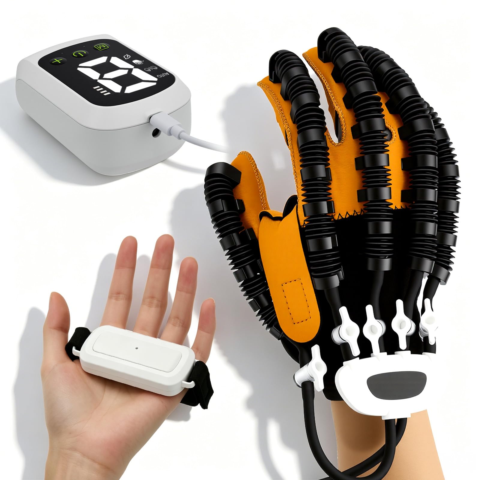 Rehabilitation Roboter Handschuhe,4 Modi & 9 Stärkestufen,Rechte Hand,XL | Usb-Aufladbar,Handrehabilitations-Roboterhandschuhe für Patienten mit Handfunktionsstörungen