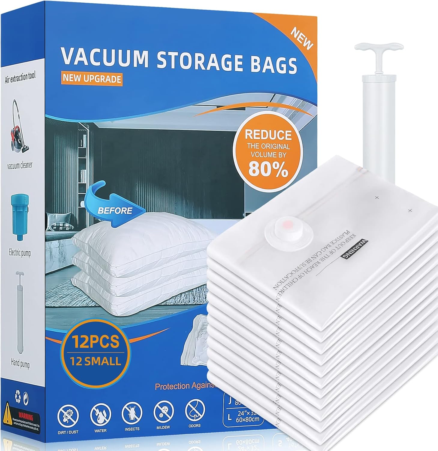 PLATZSPARER Vacuum Storage Bags 12 Pack Small Space Saver