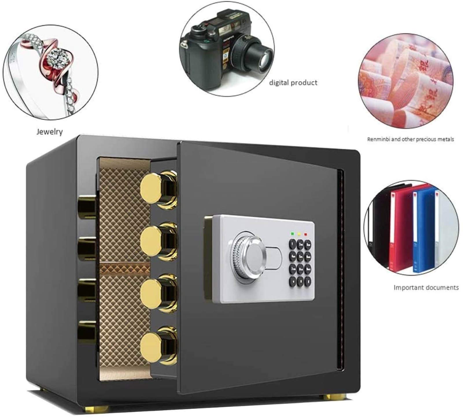 BIANBIANBH Caja Fuerte de Alta Seguridad para el hogar Acceso con código Pin Digital Función de Bloqueo de Puerta Cortada con láser Caja Fuerte Pernos de Montaje en Pared/Suelo (Color: Marrón)
