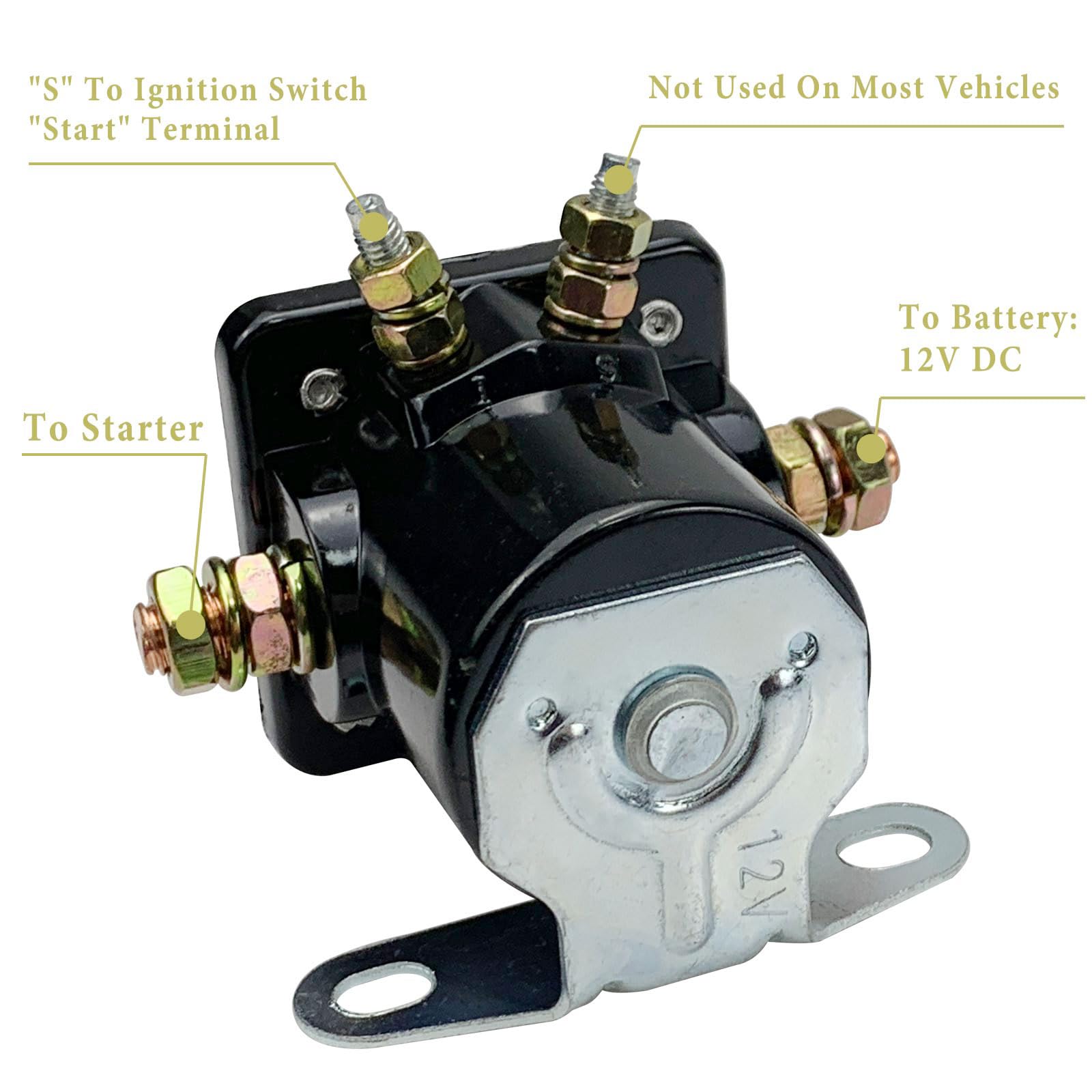 Hot Rod - Relé solenoide de arranque de 12 V de repuesto para Fo-rd B6AZ-11450-A B-6A-11450A C6AF C7AF C9AF C3912 SW-3 SW3 D2AF11450AA 50-430, color negro