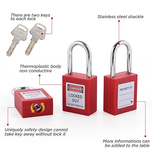 Miniatura 5 de Kit de etiquetado de bloqueo, kit de 73 piezas Loto con candado de seguridad+cerrojo de bloqueo+enchufe eléctricoválvula de boladispositivos de