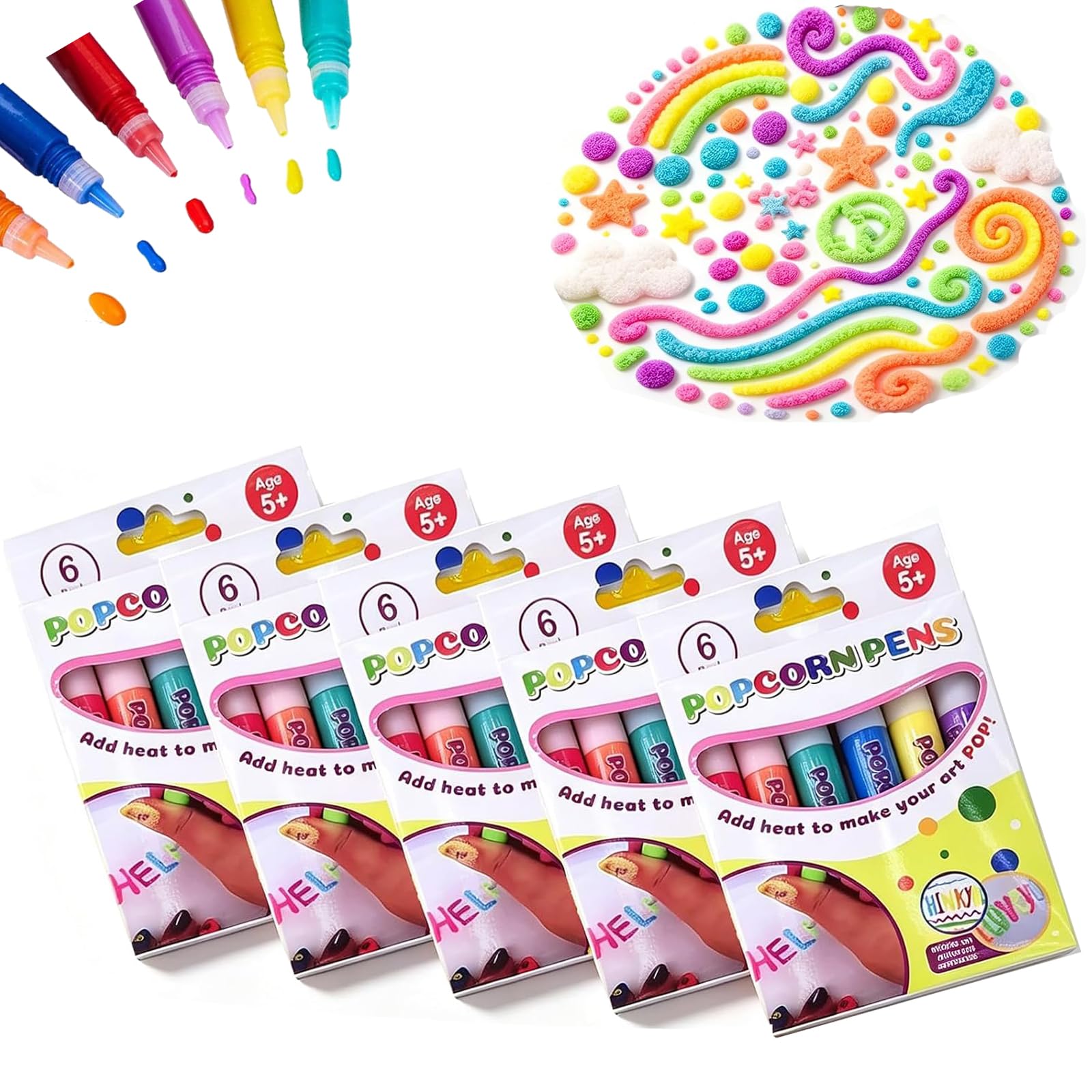 18PCS Popcorn Pens, Popcorn Pens Puffy, 3D Magic Popcorns Pen,3D Relief Art Pen, Works on Different Surfaces for Drawing and Coloring (30)