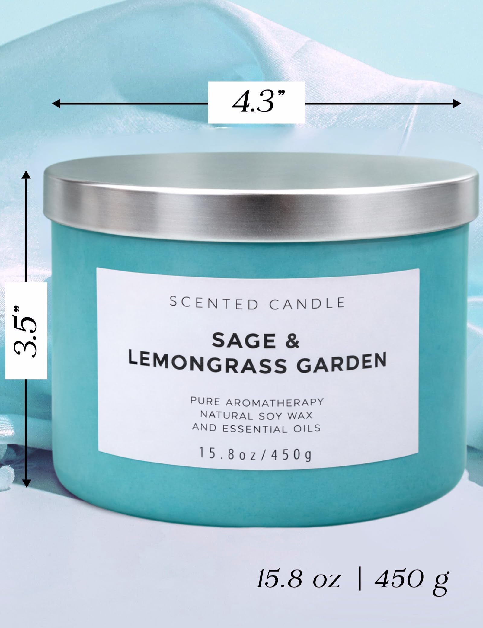 Candela profumata alla citronella alla salvia | Candela rinfrescante alla citronella per la pulizia della casa | Candela di soia naturale a 3 stoppini | Candela rilassante per aromaterapia per donne e