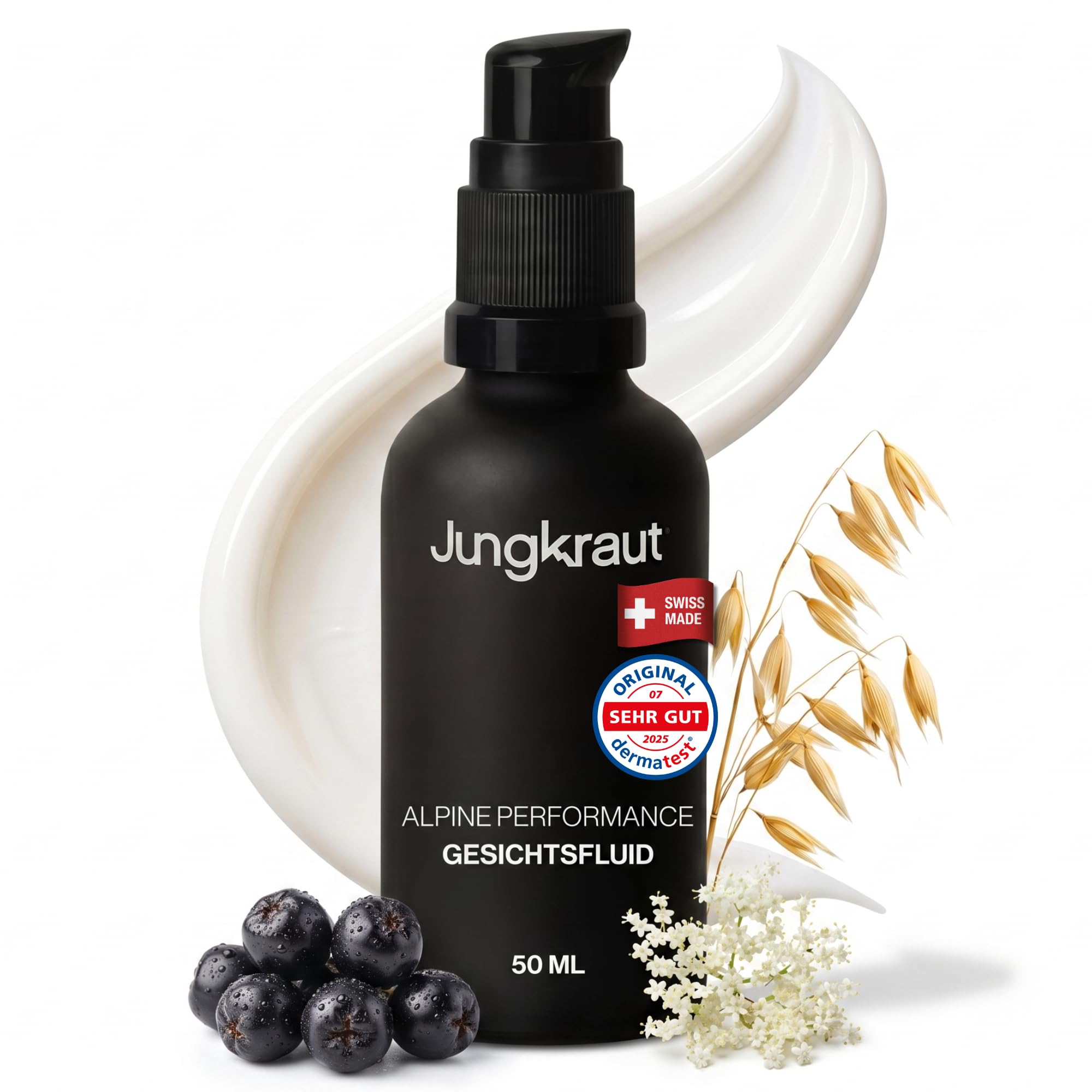 Alpine Performance Feuchtigkeitsfluid für Männer 50ml, Gesichtscreme mit Hyaluronsäure, 6 Wirkstoffe, Anti-Aging, 24h Feuchtigkeit, mattierend, ultraleicht, natürlich, Swiss Made