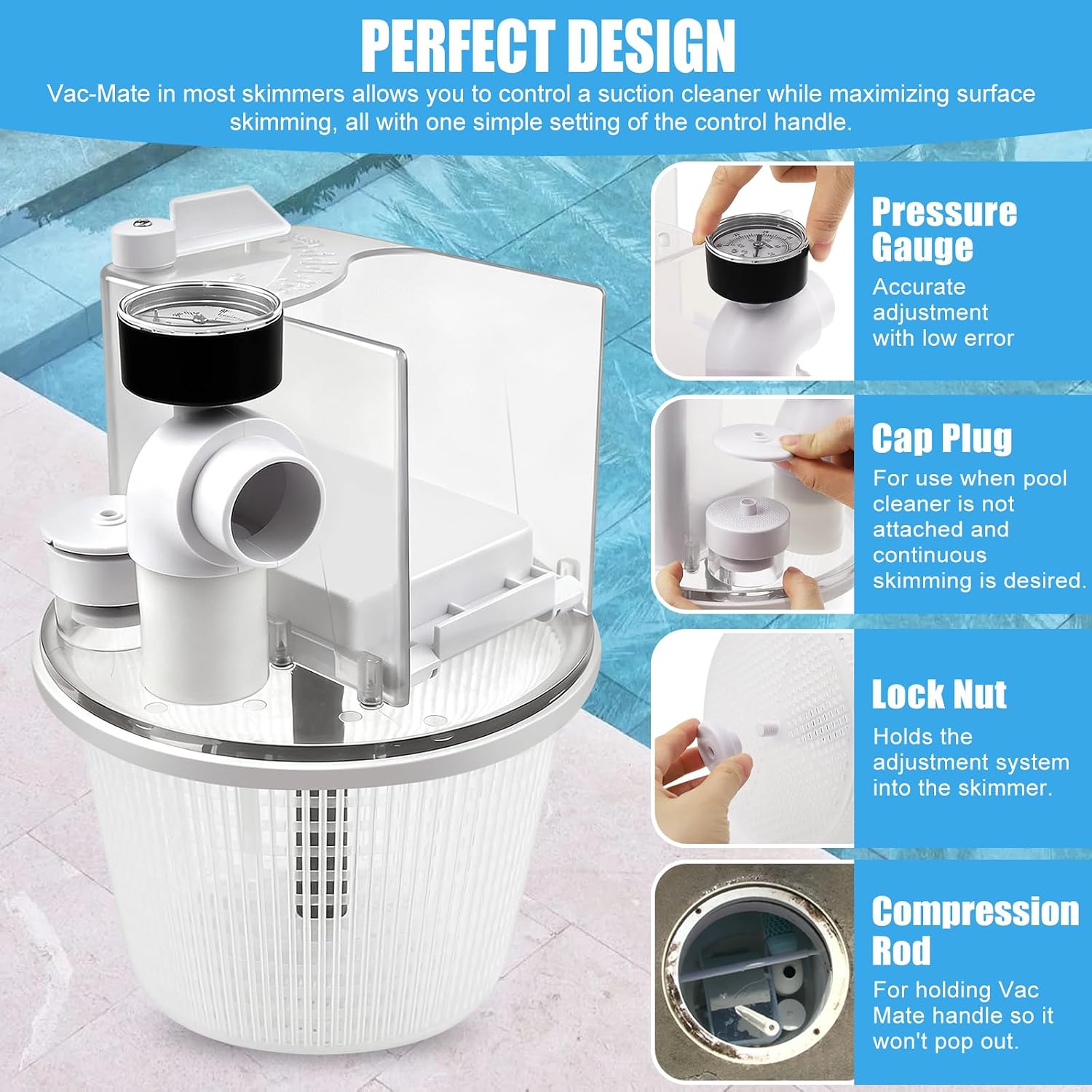R211100 Vac-Mate Pool Skimmer Attachment Pool Cleaner Dispenser Box for Pentair Multi-Function Vacuum Skimmer Attachment Skimmer Basket for Inground Pool image 4