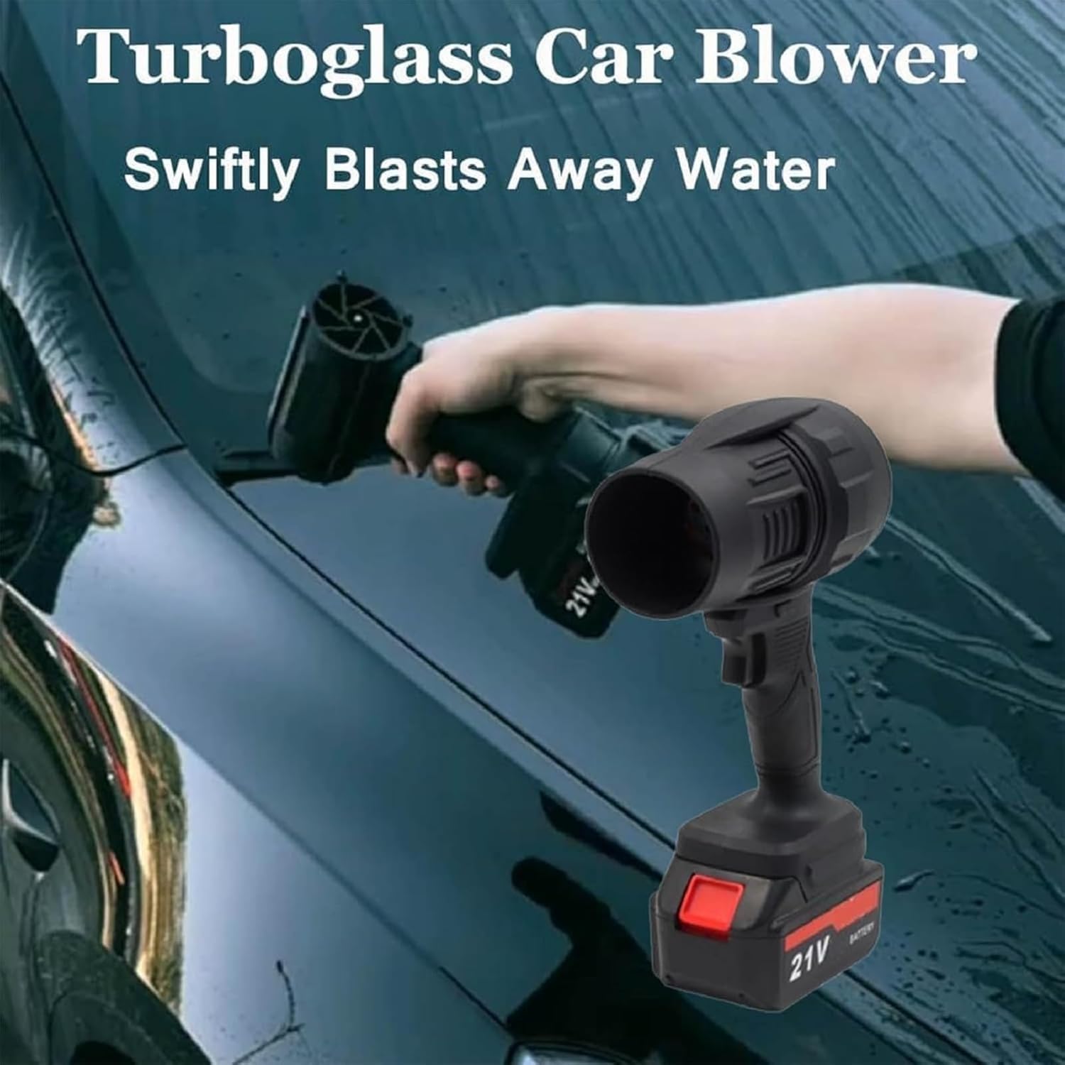 Cordless Leaf Blower Handheld Turbo Jet Blower Compressed Air Portable Dust Cleaner, Mini Powered Clear Snow Duster with Battery and Charge (with 1/2*Battery) (Blue)