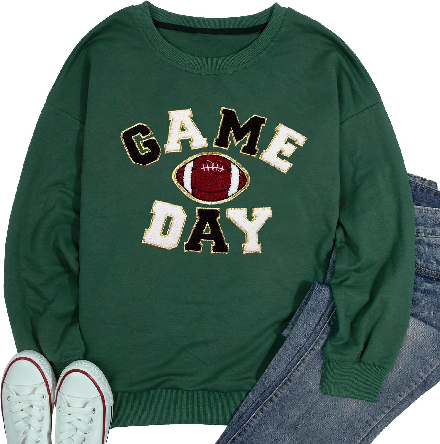 FLOYU Women Sunday Funday Sweatshirt Cute Football Graphic Pullover Game Day Weekend Tops Casual Football Season Shirt - Image 4