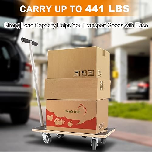 Miniatura 10 de Paquete de 2 carros móviles cuadrados resistentes de 551 libras, ruedas TPR de 3 pulgadas, base de madera contrachapada resistente, sin montaje,