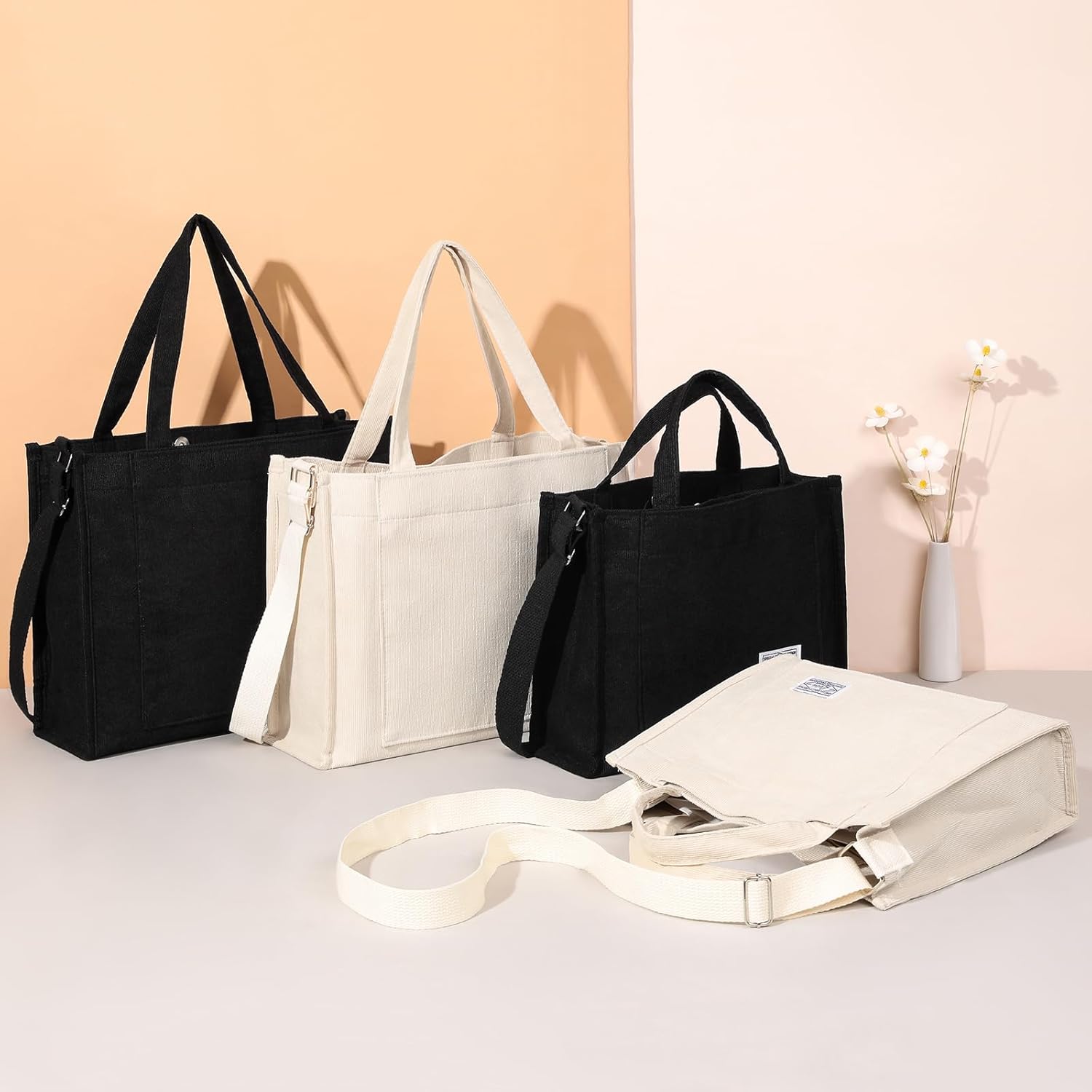 GAEKEAO Corduroy Tote Bag for Women Hobo Crossbody Bag Purse Shoulder Handbags Satchel Bag - Image 9