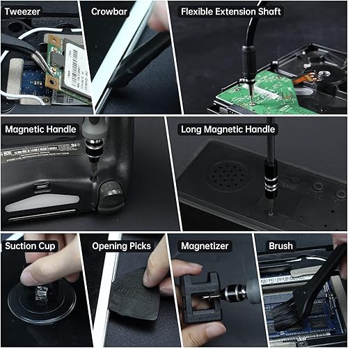 Miniatura 9 de JAKEMY - Juego de destornilladores eléctricos pequeños, juego de destornilladores inalámbricos ajustables de 3 torsión para laptop, kit de
