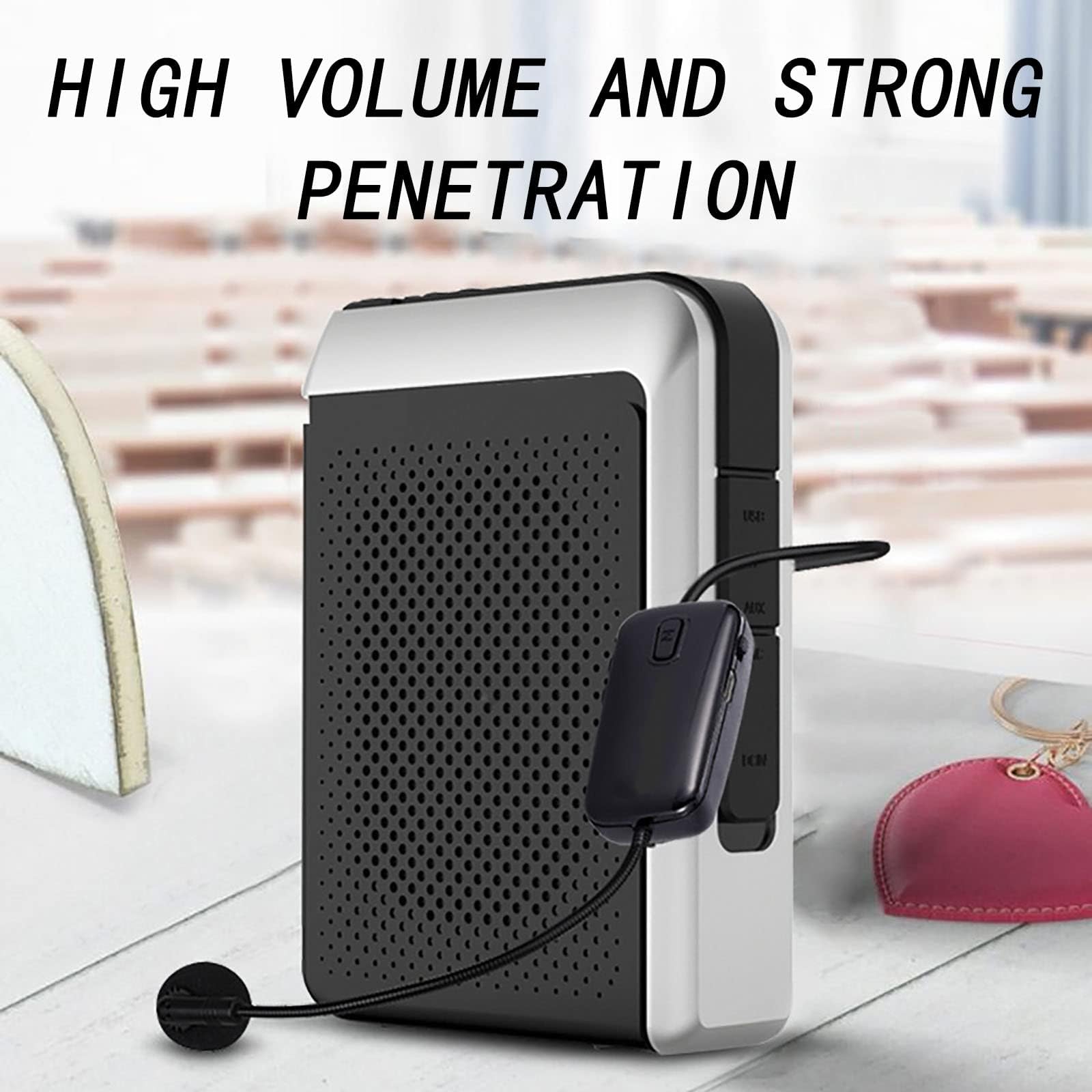 Tragbarer Sprachverstärker mit kabellosem Mikrofon, Bluetooth-Lautsprecher, Dual-Akku - für Lehrer, Trainer, Reiseleiter, Präsentationen & Outdoor