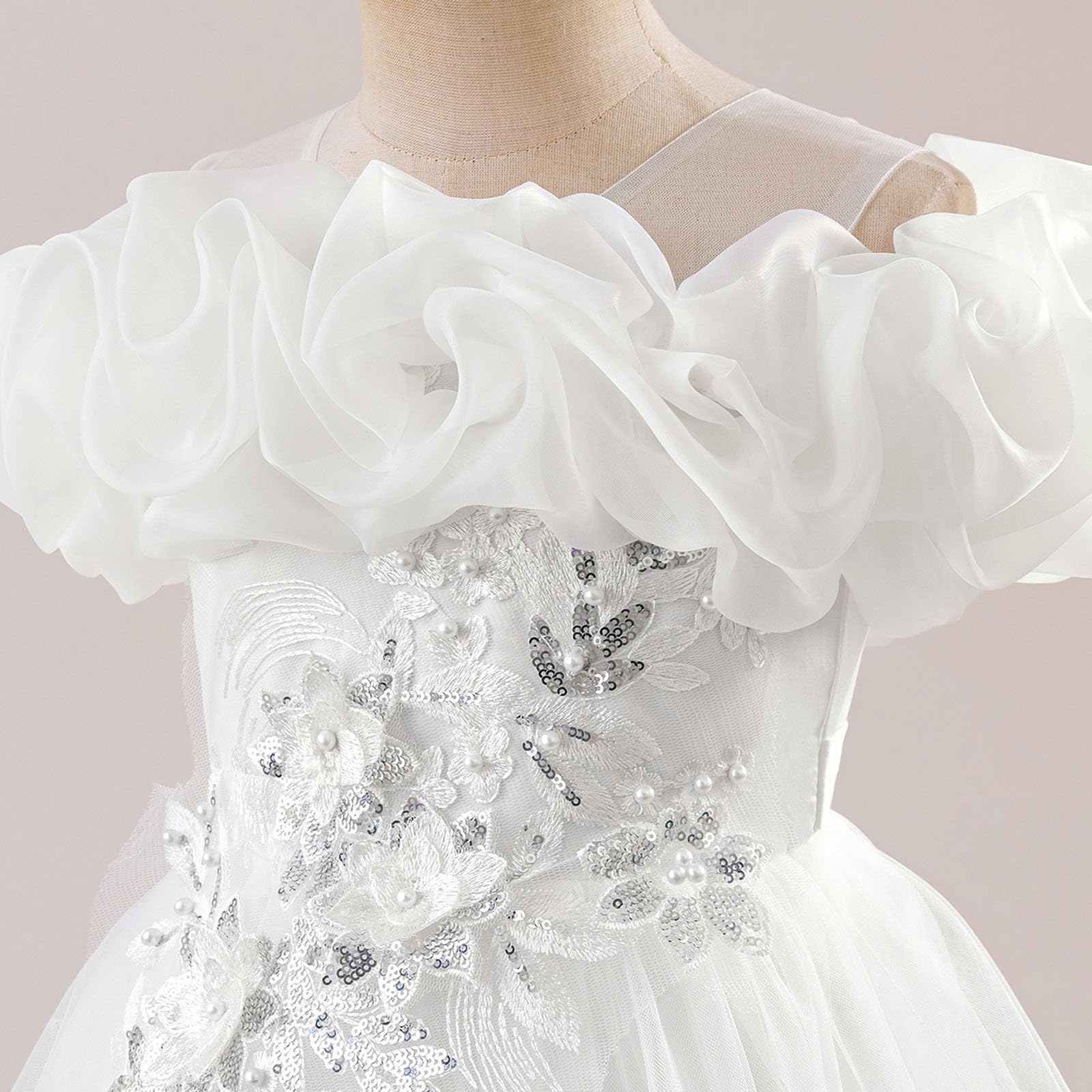 Générique 2026 elegante Mädchen für Mädchen, ideal für eine lässige Hochzeit oder einen Abend, mit schulterfreien Schultern und Tutu-Rock, für 7 bis 12 Jahre.