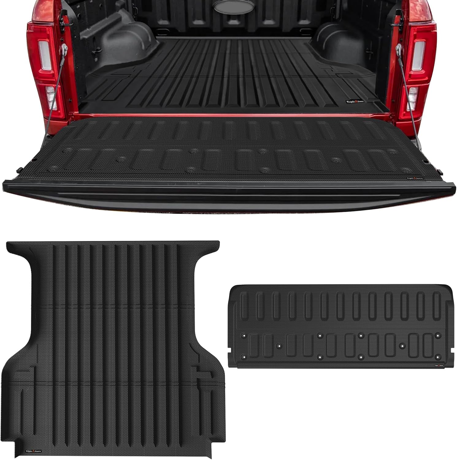 TripleAliners 5FT Truck Bed Mat & Tailgate Mat Compatible with 2019-2023 Ford Ranger Accessories All Weather Liners