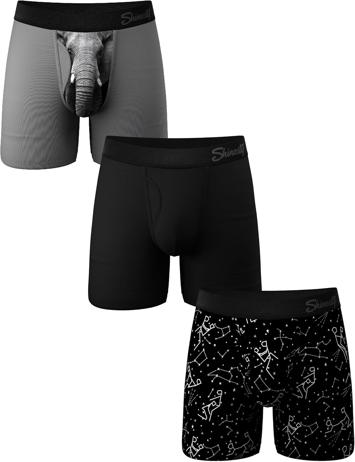 Shinesty men's boxer briefs with Ball Hammock pouch, 3-pack