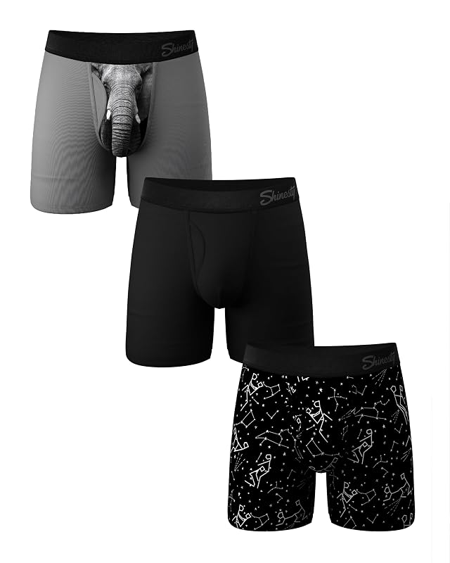 Shinesty Boxer Briefs for Men Pack of 3 - Hammock Support Pouch Underwear for Men with Fly
