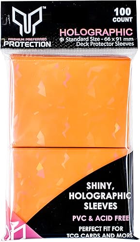 Miniatura 3 de 100 fundas holográficas naranjas para tarjetas, ajuste perfecto, fundas brillantes para tarjetas coleccionables, tamaño estándar, fundas de Pokémon