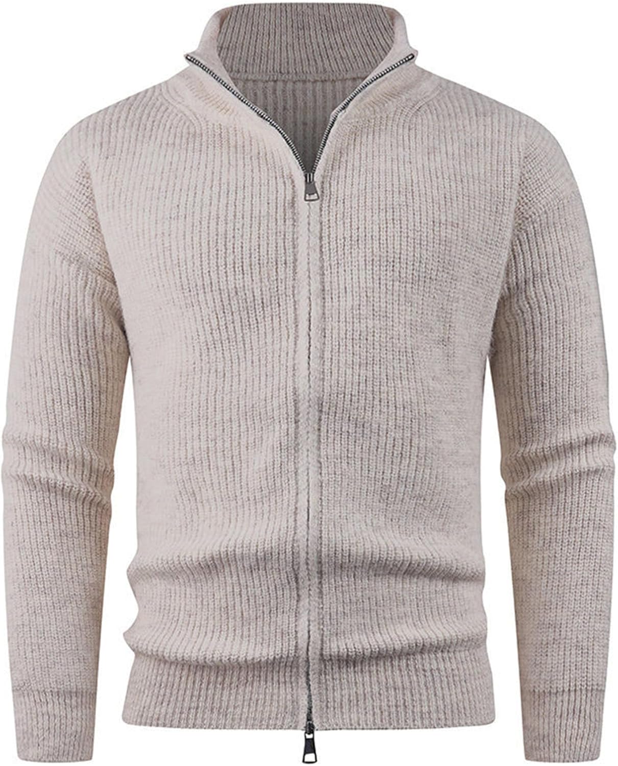 Cambkatl Stand Collar Cardigan Sweaters for Men Stretch Casual Stylish Knitted Long Sleeve Zip Up Outerwear Jackets