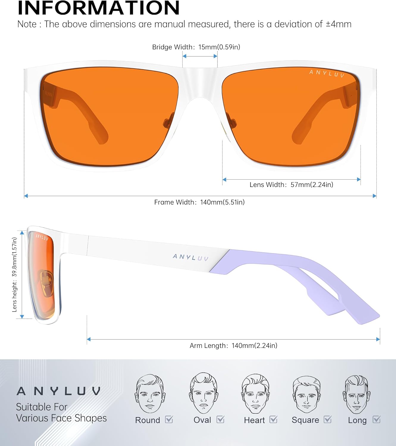 ANYLUV Blue Light Glasses for Men Stylish Anti Eyestrain Lightwight Metal Frame Blue Light Blocking Glasses - Image 4