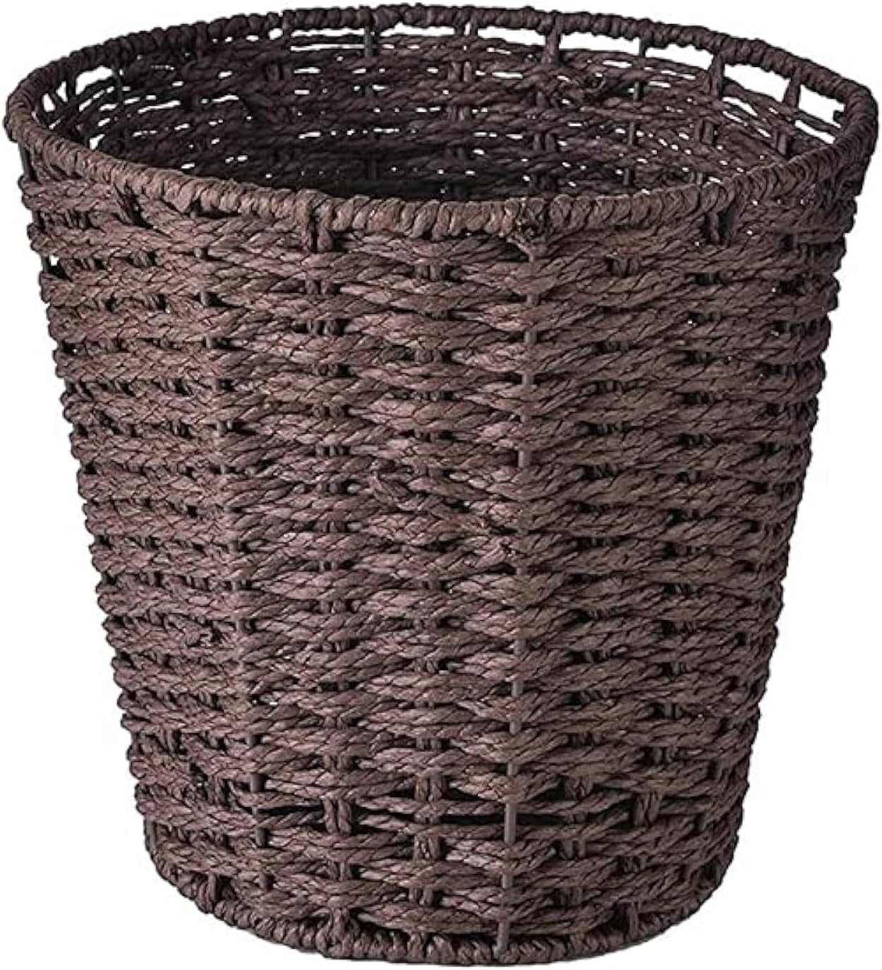 Round Wicker Waste Paper Bin and Basket- Rubbish Basket for Bedroom, Bathroom, Offices or Home (Brown)