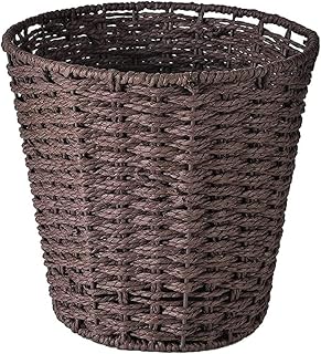 Zuvo Round Wicker Waste Basket Paper Bin - Wicker Trash Basket - Woven Trash Can Rubbish Basket for Bedroom, Bathroom, Offices or Home (Brown)