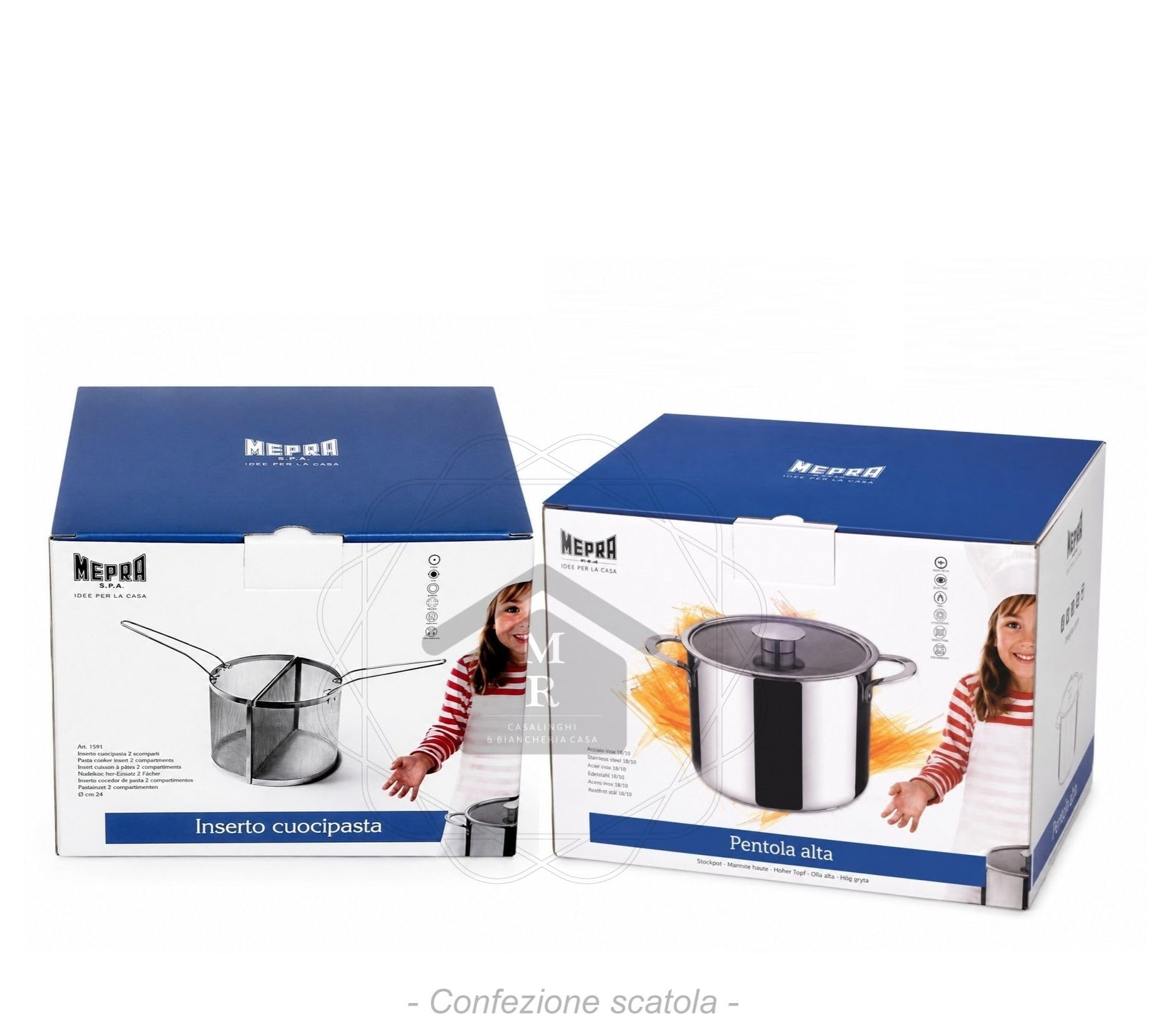 Pentola Cuoci pasta 24 cm Acciaio Inox 18/10 con 2 Cestelli Induzione Gourmet Mepra