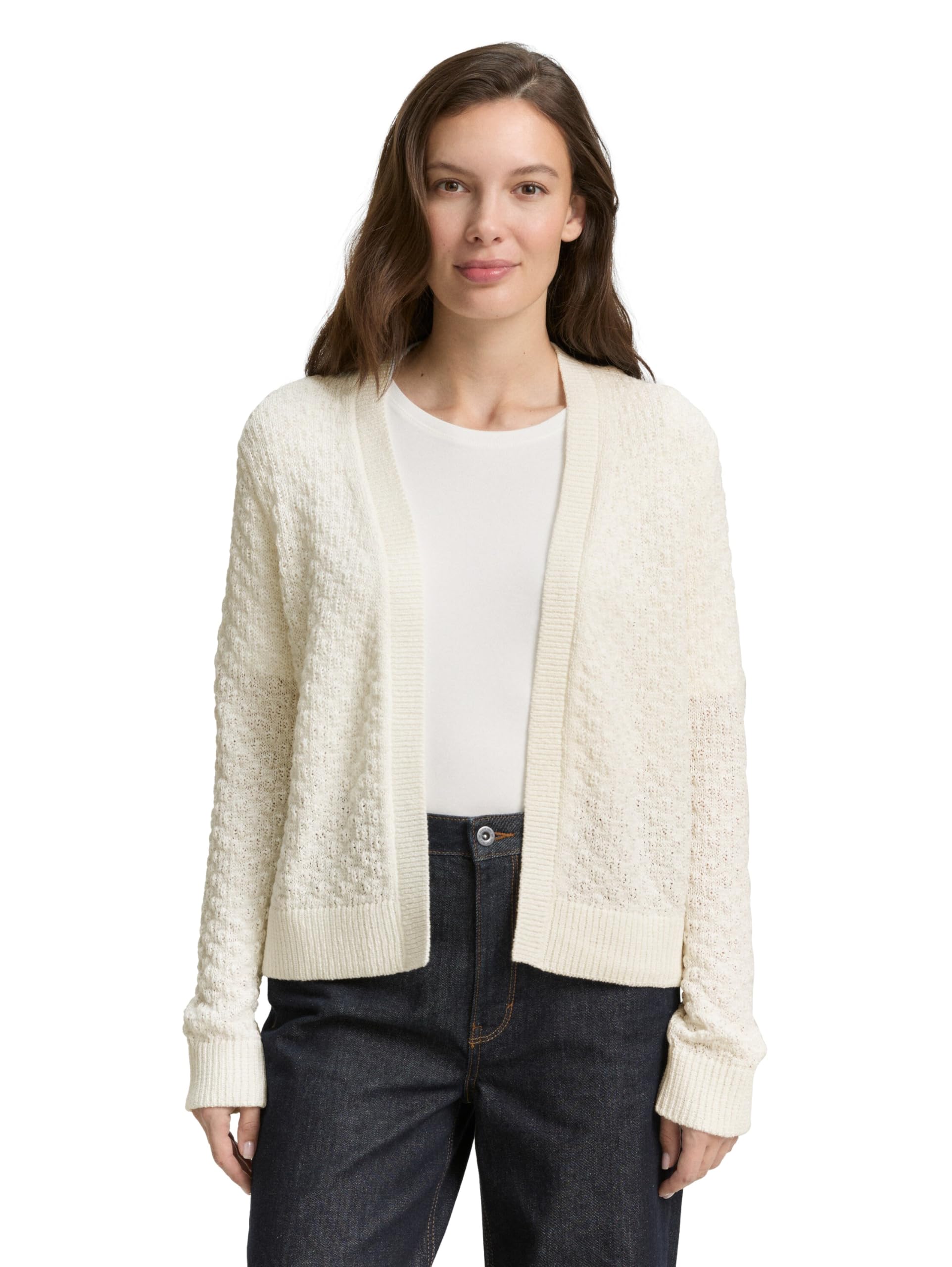 Tom Tailor Damen 1047690 Cardigan mit Struktur (1er Pack)
