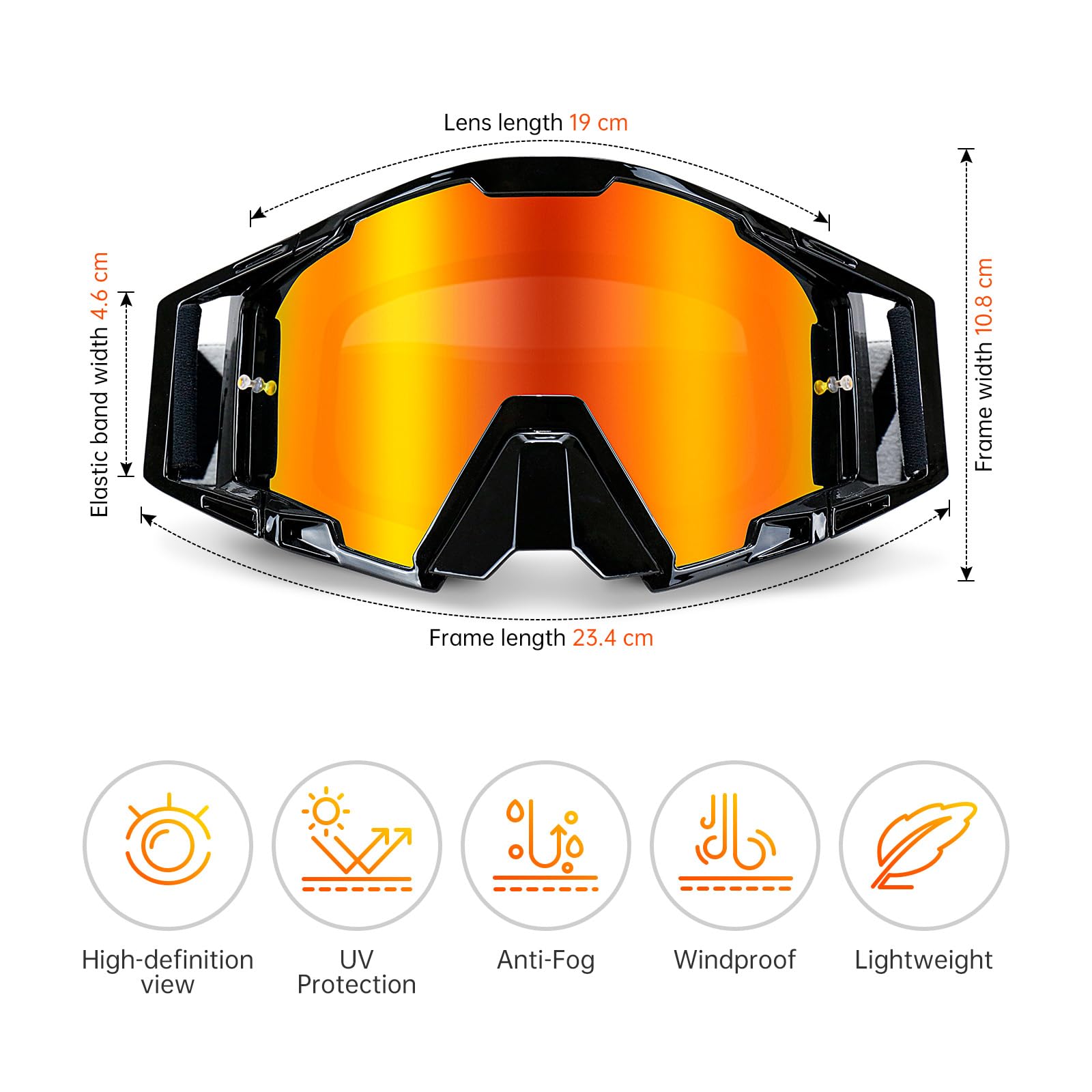Motocross Brille, Motorradbrille mit Nasenschutz, Skibrille für Damen und Herren, für Outdoor-Sport, als mtb brille