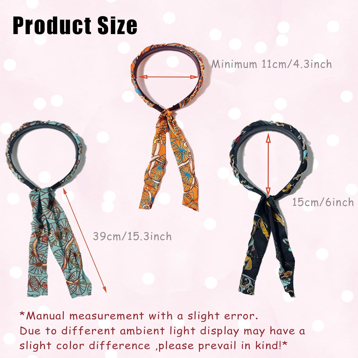 3PCS Hair Scarf Headband, Cute Boho Headbands Adjustable Braided Headbands for Women Fashion Hair Accessories for Workout,Yoga,Travel (Black,Orange,Blue) - Image 2