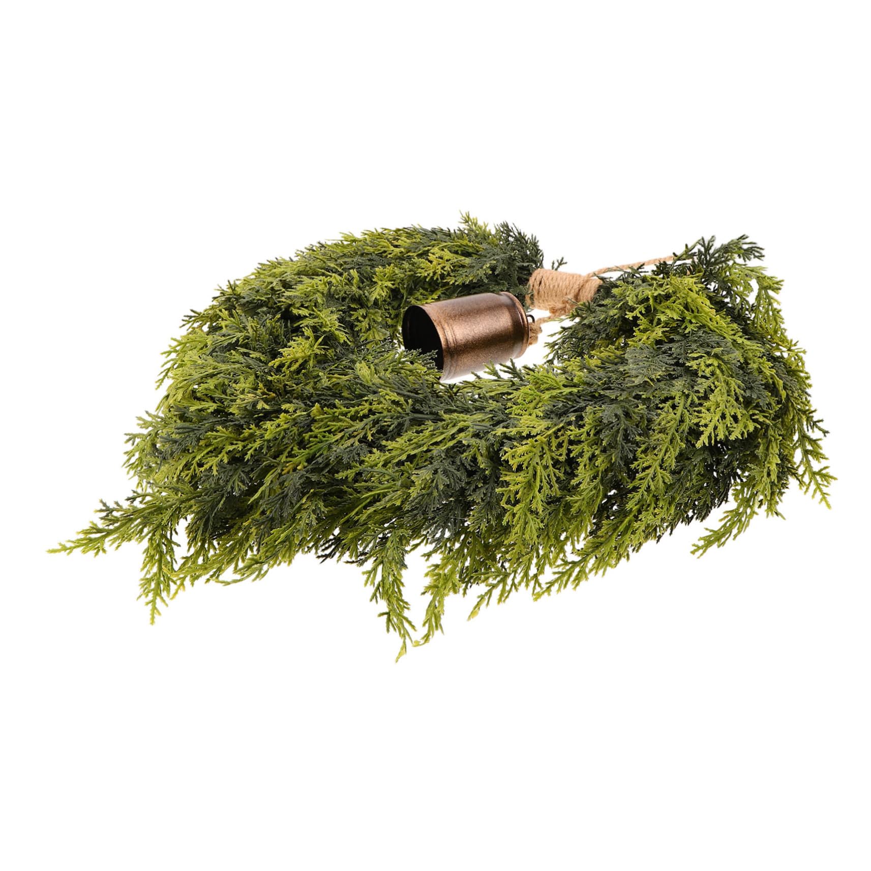 Couronne de Noël en cœur avec clochettes guirlande pin cèdre