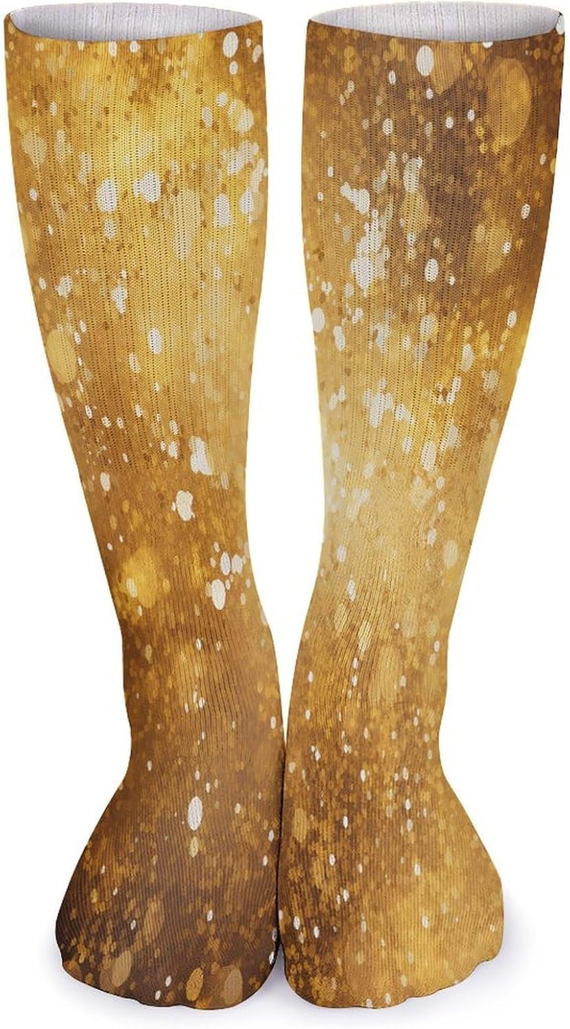 Gold Glitter Pattern Stocking - Cute Casual Long Athletic,Crew Sock for Men Women,Running Socks Soft Breathable for Gift